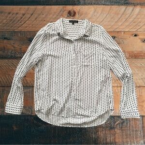 VELVET HEART Black and White Star Long Sleeve Button Down TOP Women Size Large.